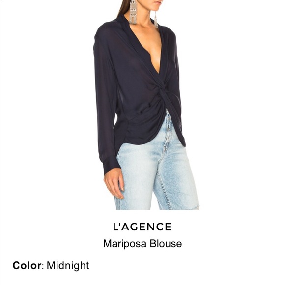 L'AGENCE Mariposa Blouse Midnight Navy XS - Picture 2 of 13
